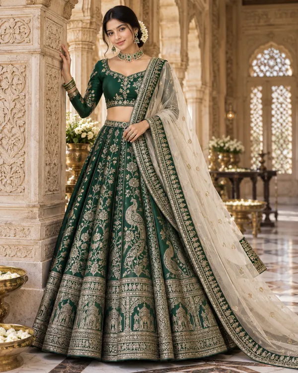 Emerald Banarasi Lehenga Portrait