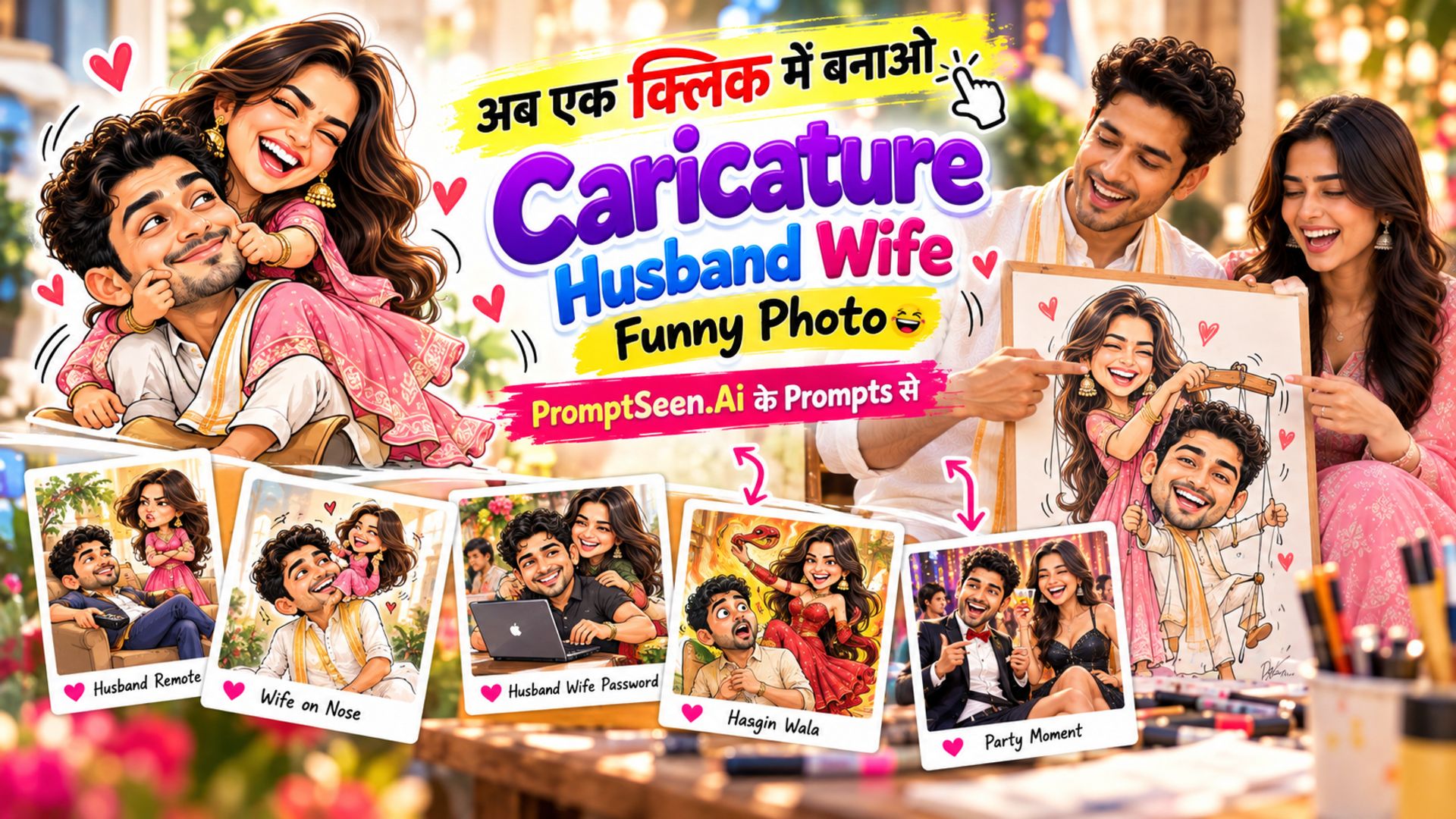 Caricature Artist: Husband Wife Funny Caricature Prompts