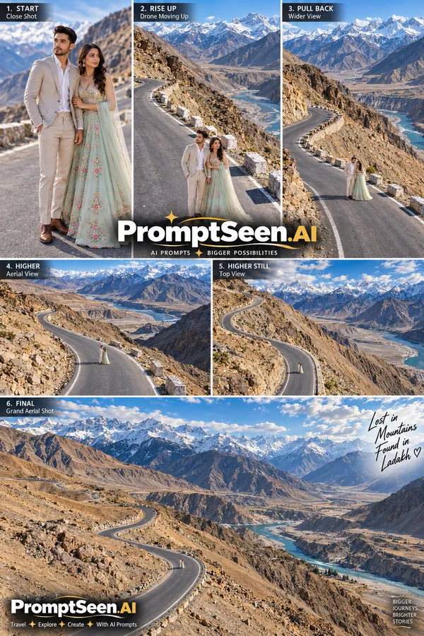 Ladakh Mountain Road Cinematic Drone View