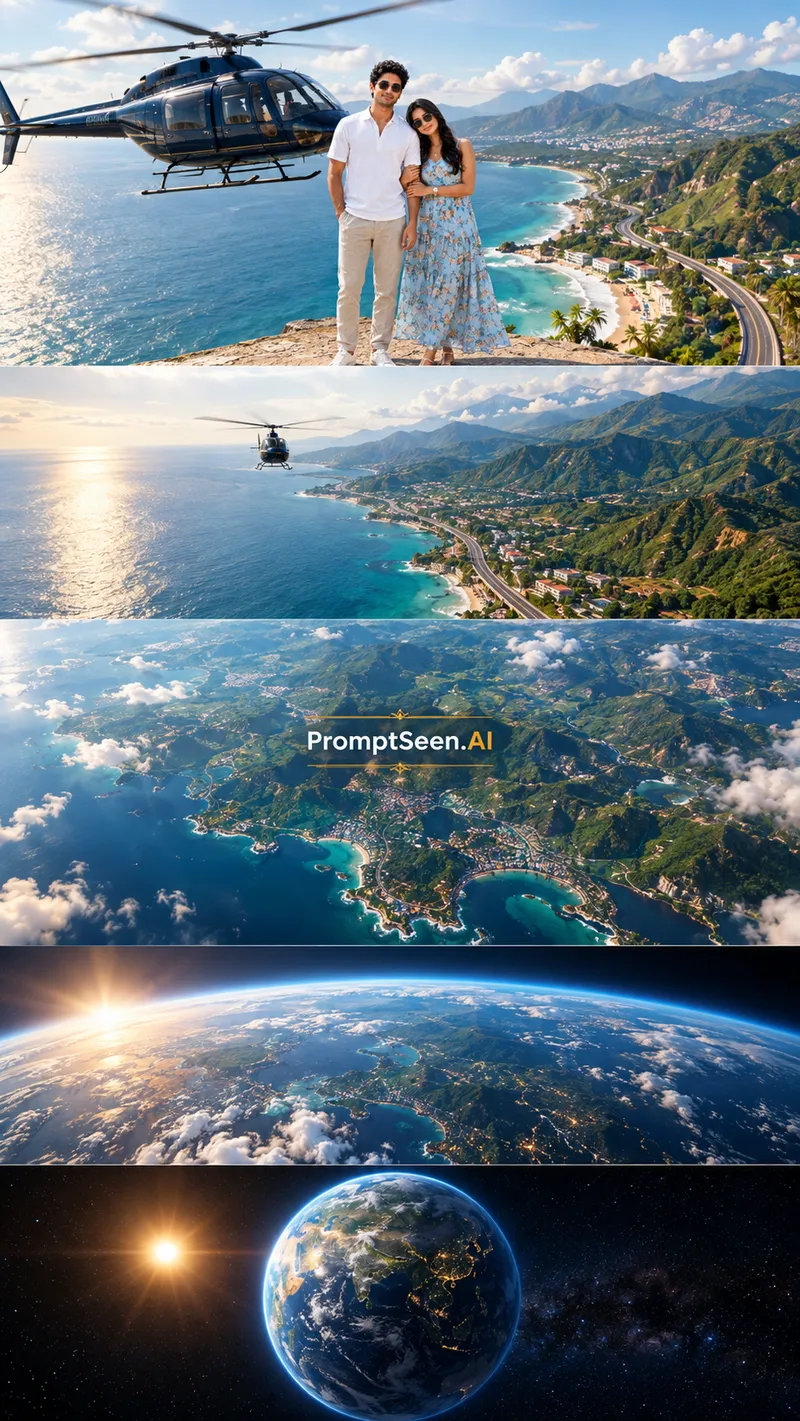 AI Earth Zoom Out – Helicopter to Outer Space