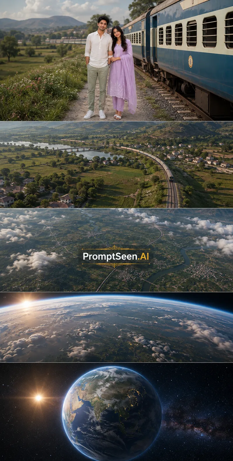 AI Earth Zoom Out – Train Journey to Space