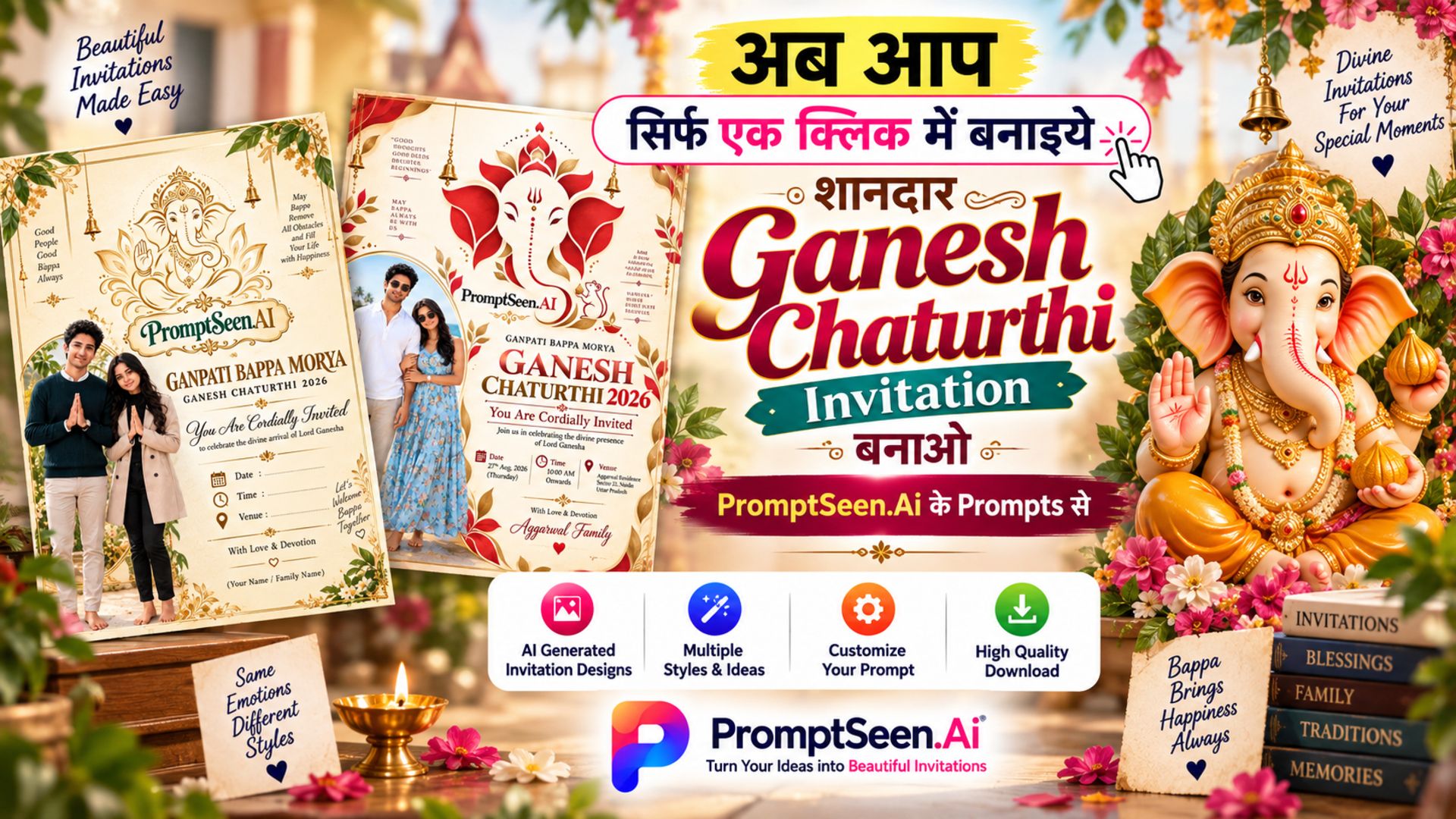 Ganesh Chaturthi Invitation 2026 Prompts