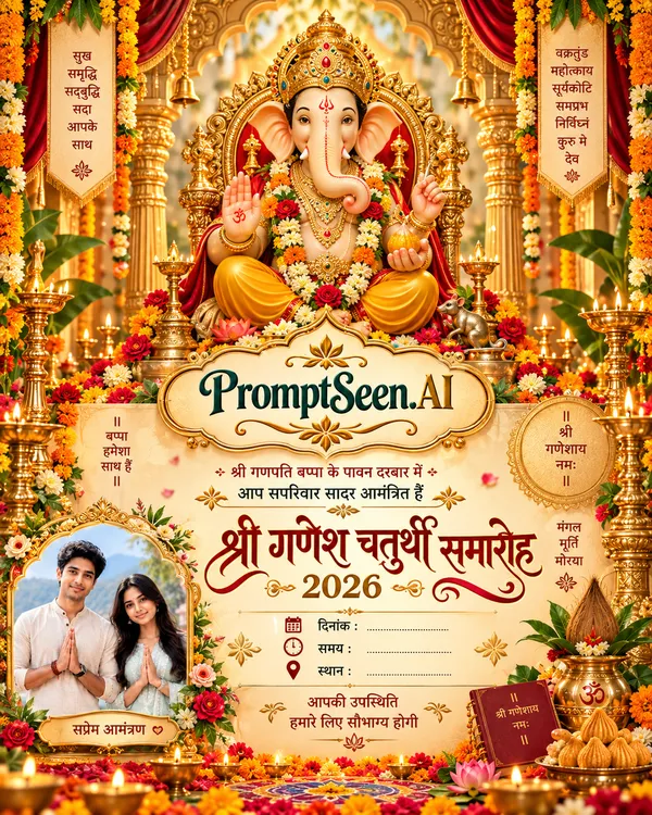 Grand Ganpati Darbar - Royal Pooja Invitation