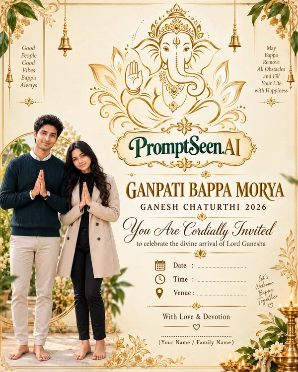 Elegant Ganesha Line Art - Minimalist Invitation