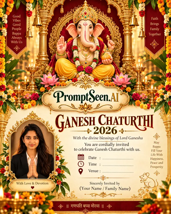 Royal Ornamental Ganesha - Ganesh Chaturthi Invitation