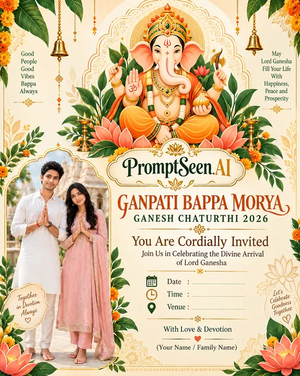 Modern Flat Ganesha - Contemporary Invitation