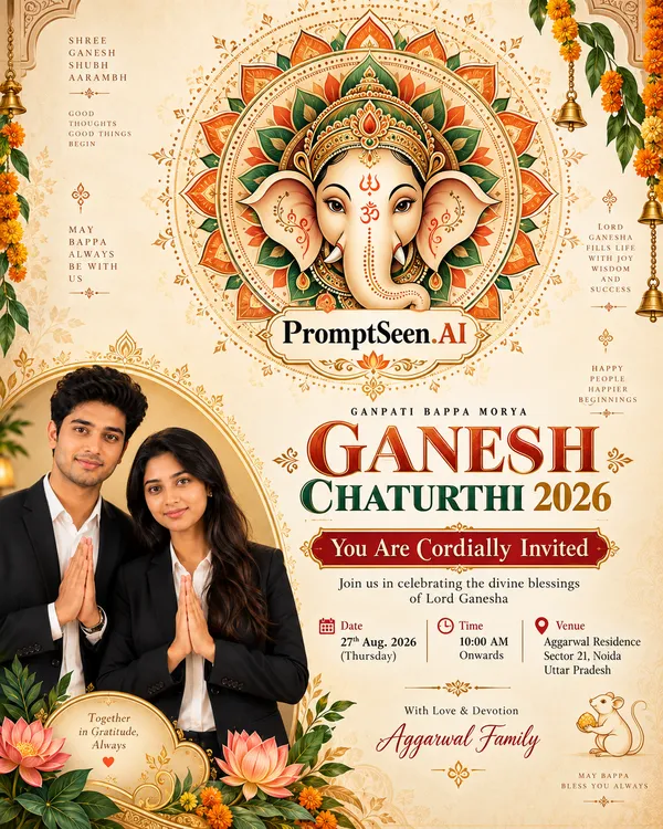 Mandala Face Ganesha - Geometric Luxury Invitation