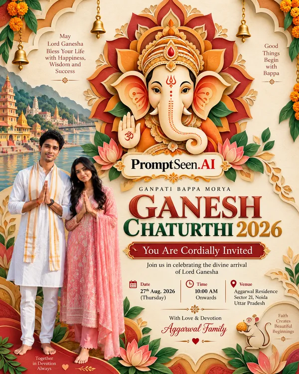 Paper-Cut Layered Ganesha - Contemporary Craft Invitation