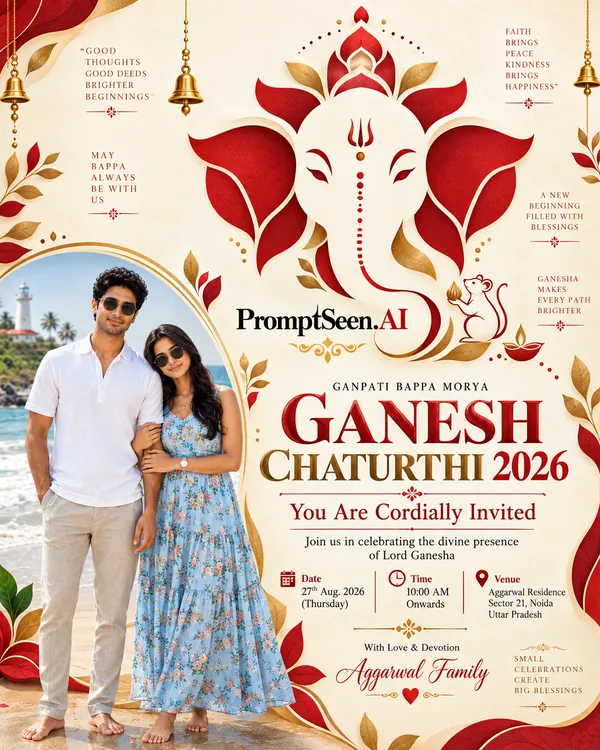 Negative-Space Ganesha - Intelligent Minimal Invitation