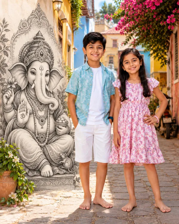 Ganesha Drawing Added to Reference Photo