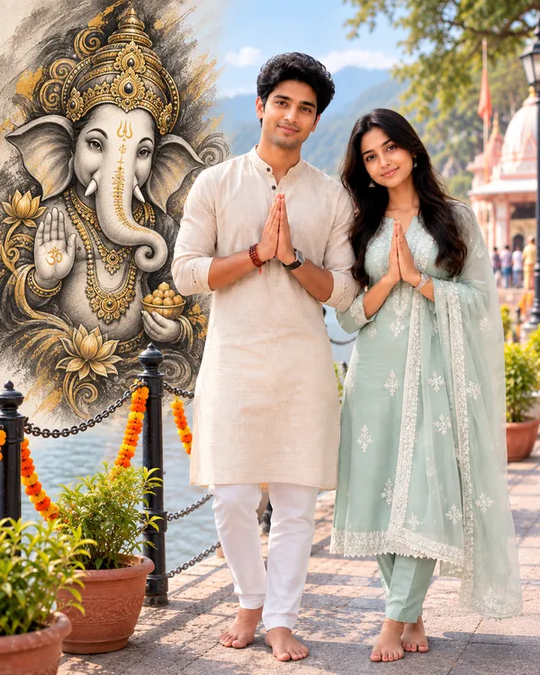Royal Ganesha Charcoal & Gold Artwork