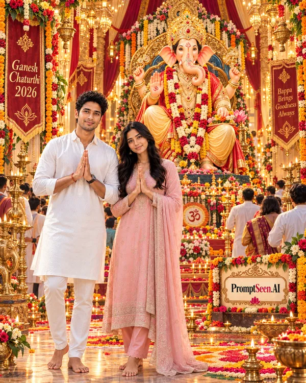 Grand Ganpati Pandal Celebration 2026 Prompt