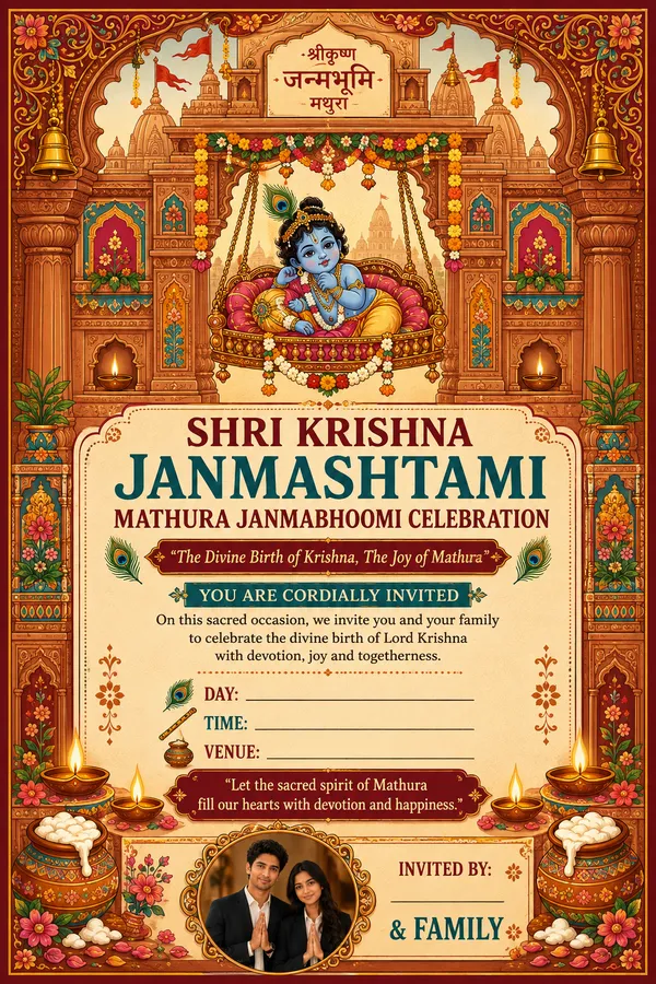 Shri Krishna Janmashtami Invitation Card Mathura Janmabhoomi