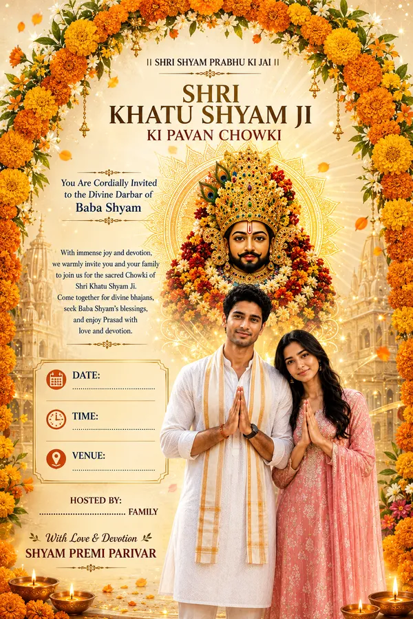 Marigold Vector Arch Khatu Shyam Invitation