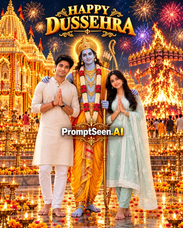 Shri Ram Ashirwad Happy Dussehra Poster Photo Prompt