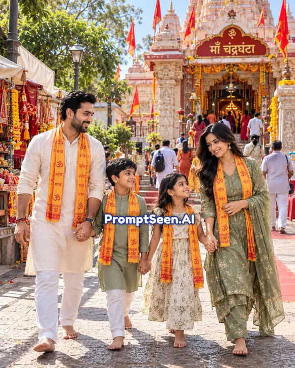 Chandraghanta Mandir Yatra Natural Walking Moment Prompt
