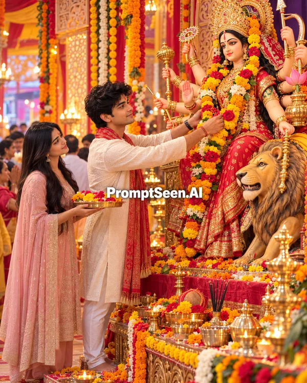 Maa Kushmanda Mala Arpan Candid Photo Prompt