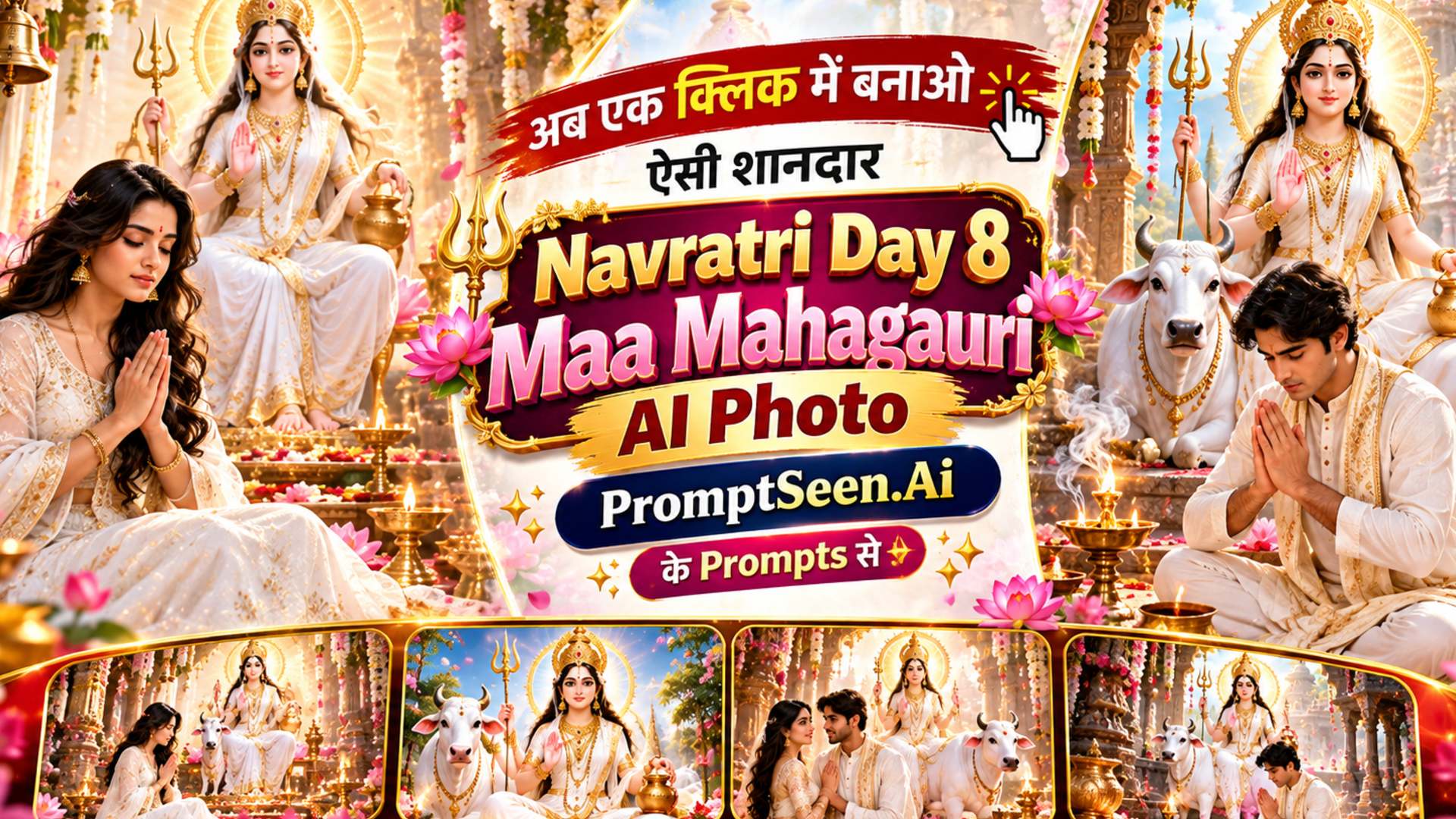 Navratri Day 8 Maa Mahagauri AI Photo Editing Prompts Collection