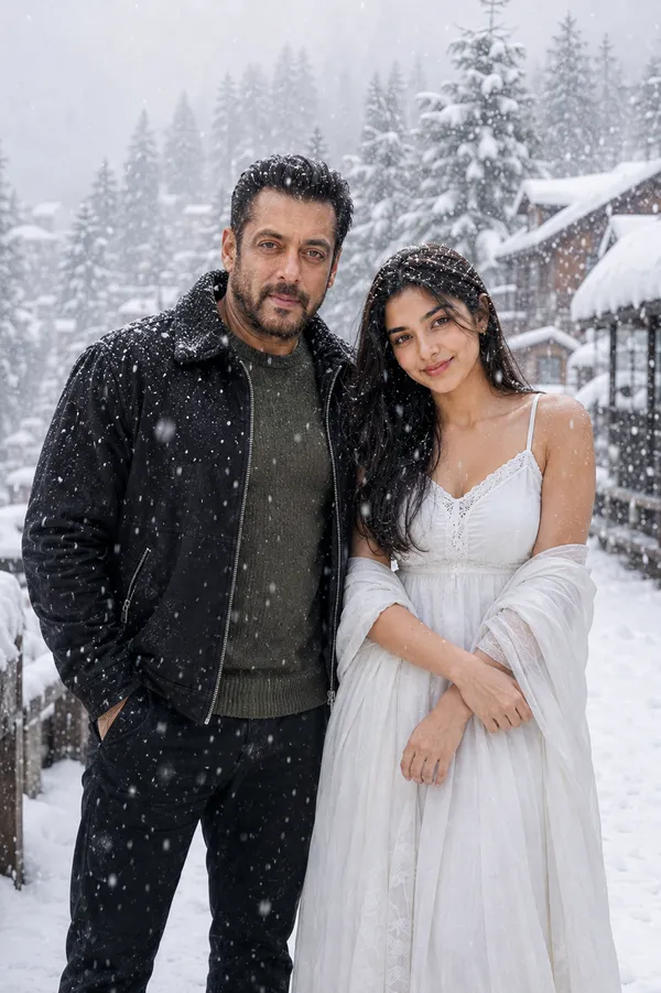 Salman Khan Snowfall Mountain Portrait