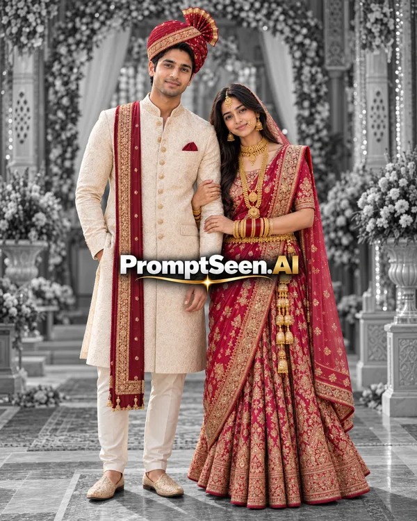 Wedding Couple with Traditional Gold Jewelry