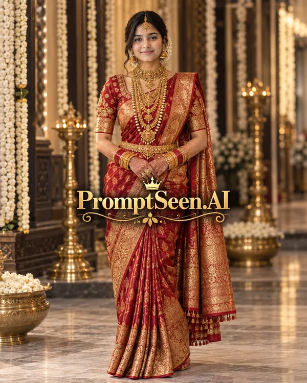 Bridal Saree and Complete Gold Jewelry Set