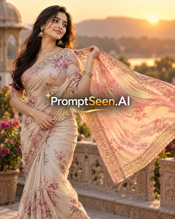 Saree New Style Pallu Breeze Pose