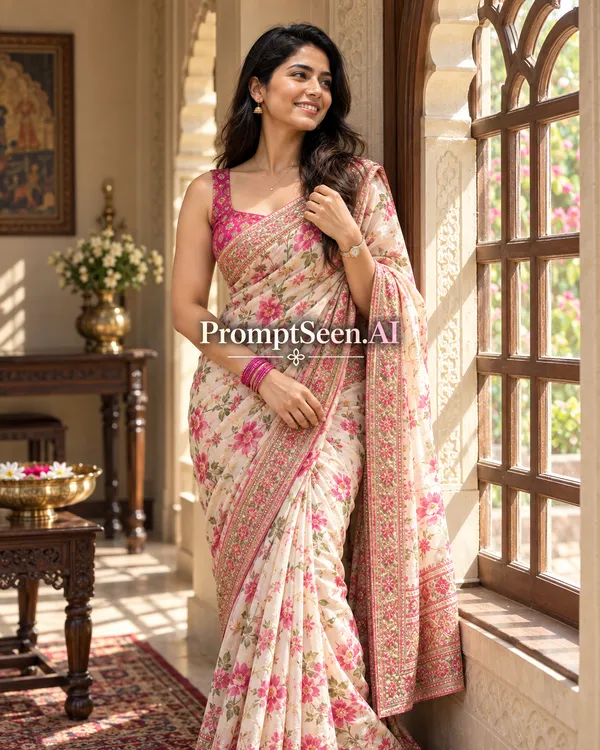 Royal Saree Window Portrait Pose