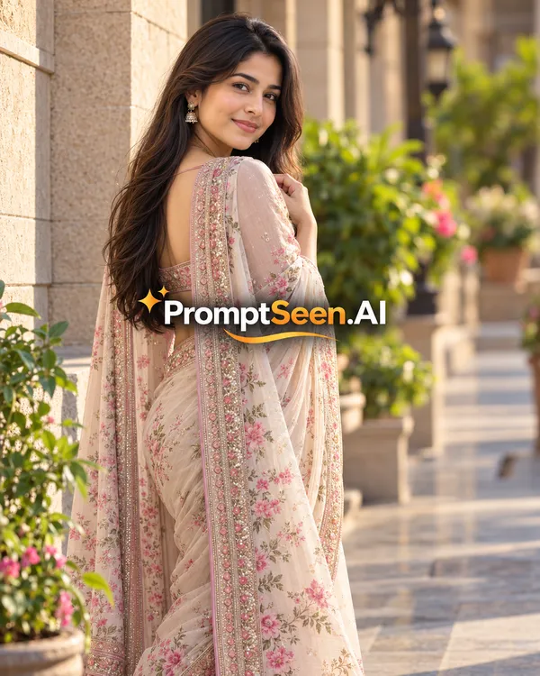 Saree Over-the-Shoulder Editorial Pose