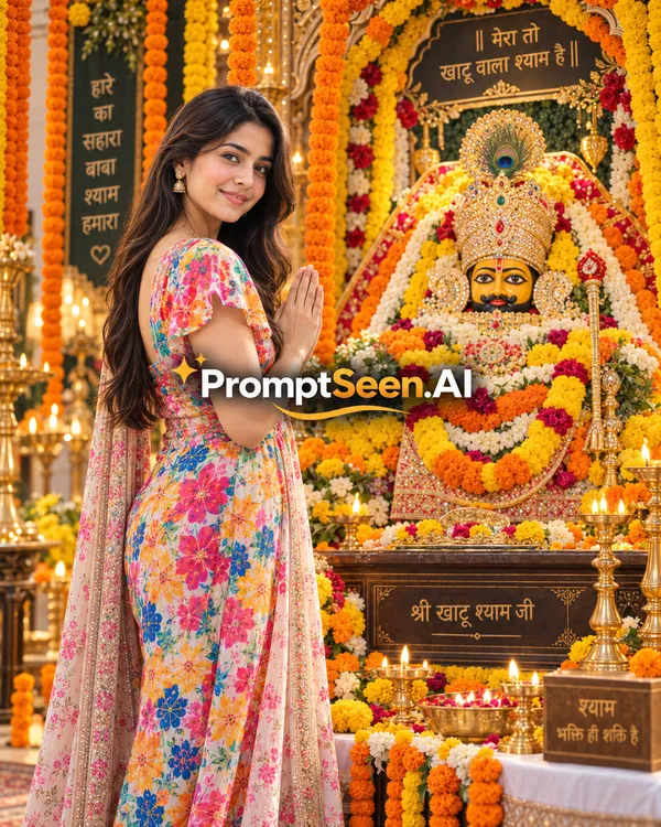 Modern Marigold Decor Khatu Shyam Portrait