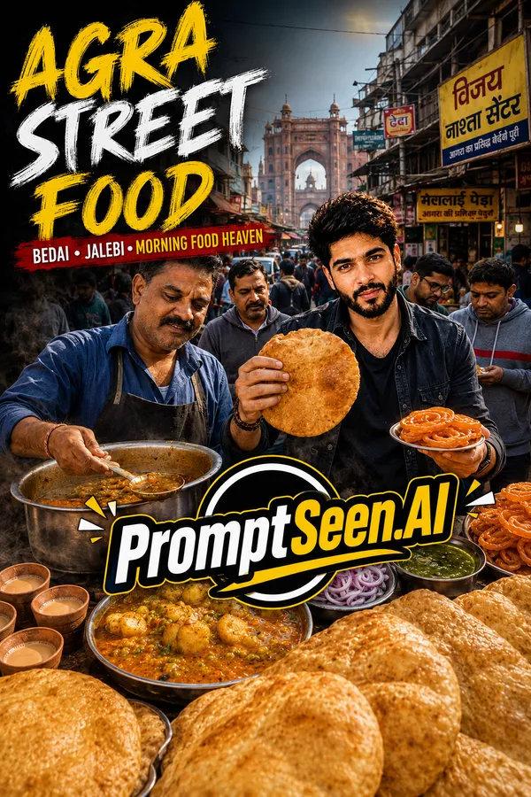 Agra Street Food Thumbnail Prompt