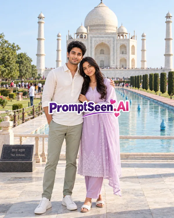 Taj Mahal Couple Romance Natural Travel Photography