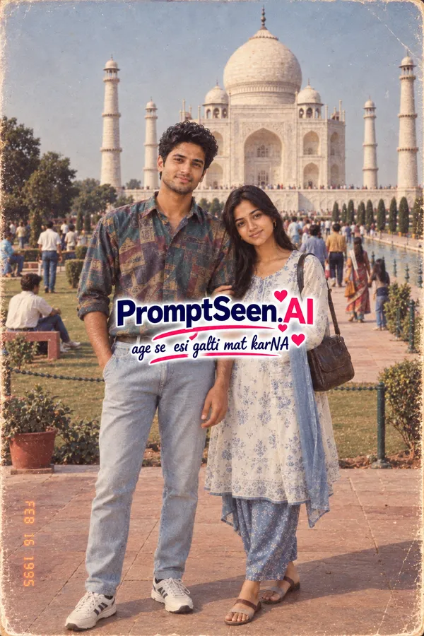 90s Taj Mahal Memories Retro Travel Portrait