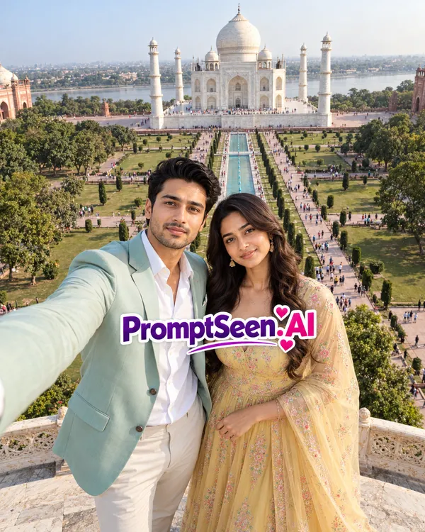 Taj Mahal Selfie Drone Shot Cinematic Travel Photo
