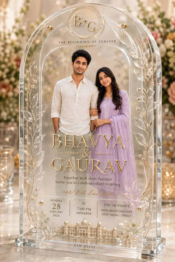 Crystal Glass 3D Luxury Wedding Invitation
