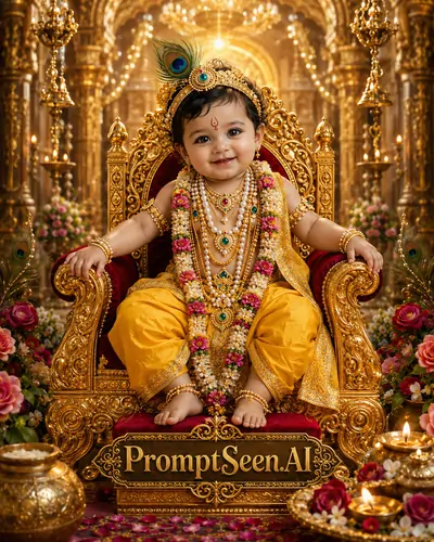 Royal Baby Krishna Throne Portrait