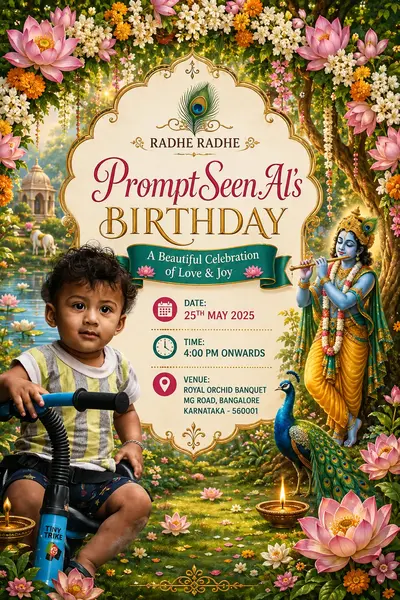 Krishna Vrindavan Floral Theme Prompt