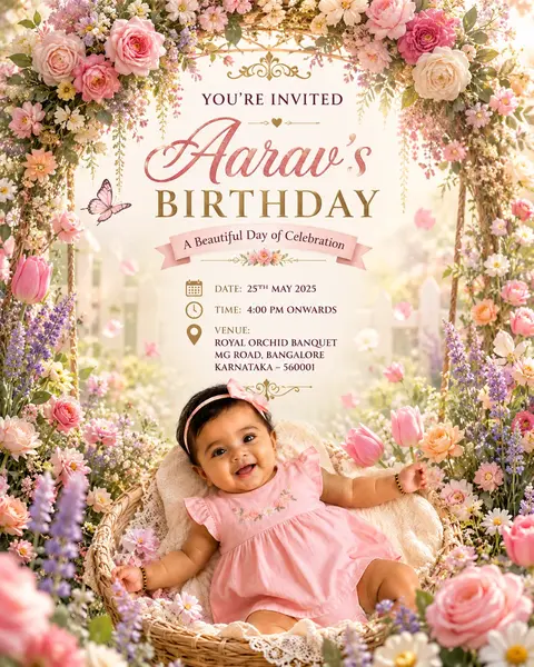 Enchanted Flower Garden Birthday Invitation