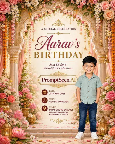 Royal Floral Palace Birthday Invitation