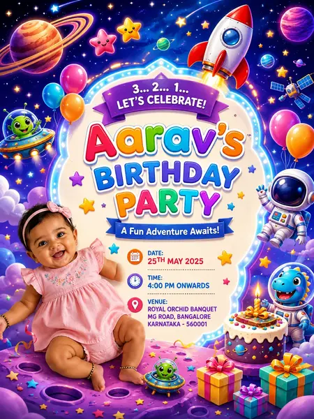 Cartoon Space Adventure Birthday Prompt