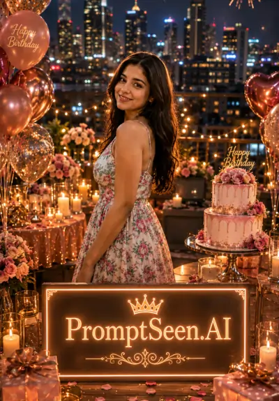 Rooftop Birthday Under Fireworks For Girl