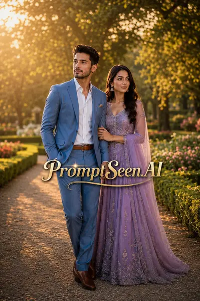 Pre-Wedding Couple Golden Hour Garden