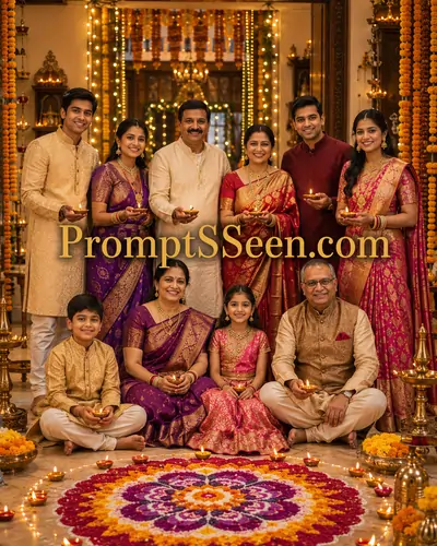 Diwali Celebration Family Portrait