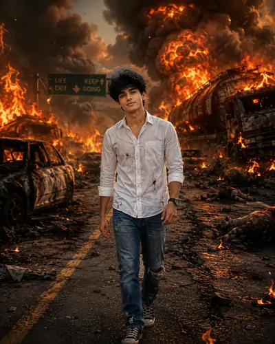 Burning Highway Escape AI Prompt