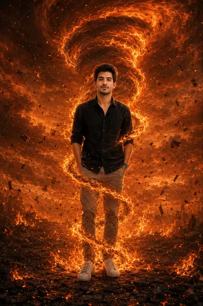 Fire Storm Warrior Apocalypse Scene