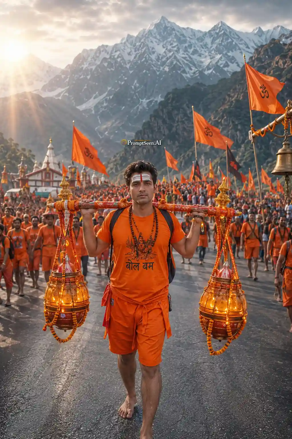 Grand Himalayan Kawad Yatra AI Photo