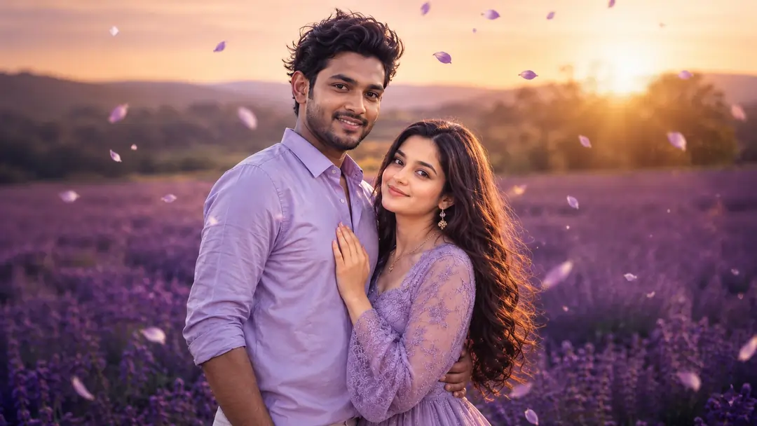 Lavender Garden Romantic Date AI Portrait
