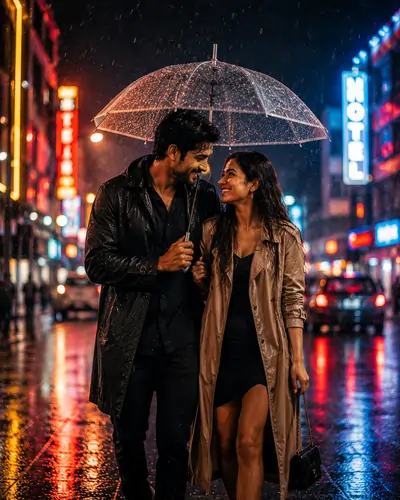 Neon Rain Romance Gemini AI Prompt