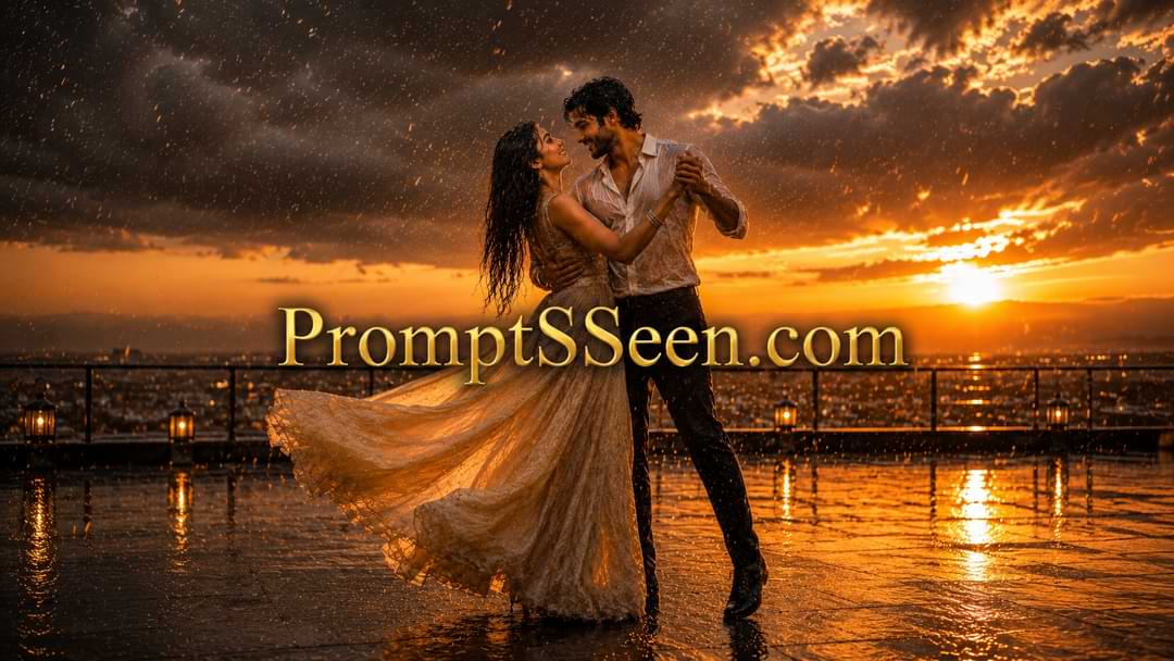 Rain Wedding Couple Prompt