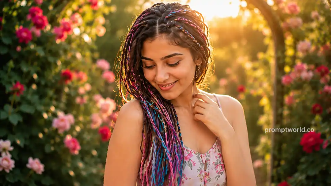 Rainbow Braids Rose Garden Portrait Generation