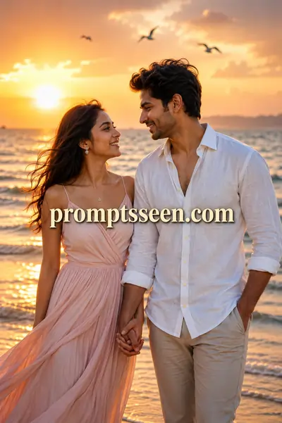 Romantic Beach Golden Hour Portrait